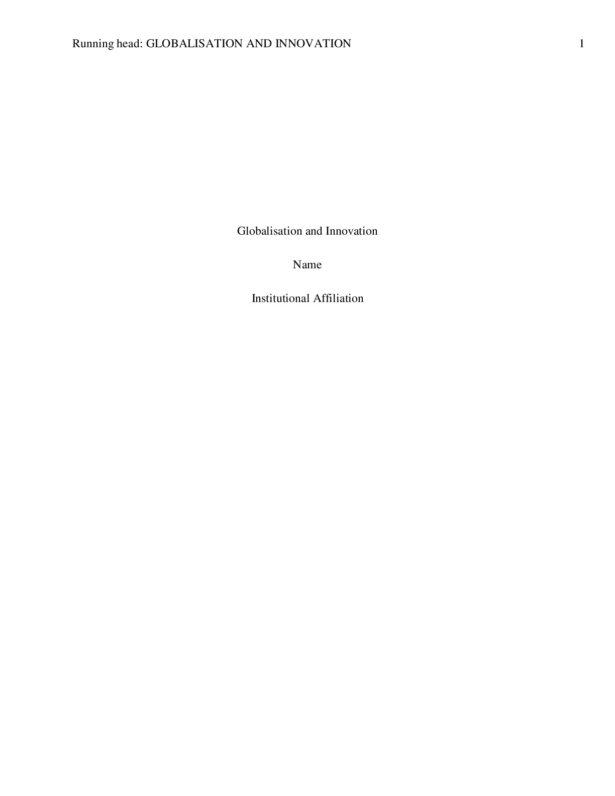 Preview image of Globalisation and Innovation document